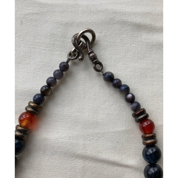 Vintage carnelian jade shell necklace 19 long - Picture 3 of 4